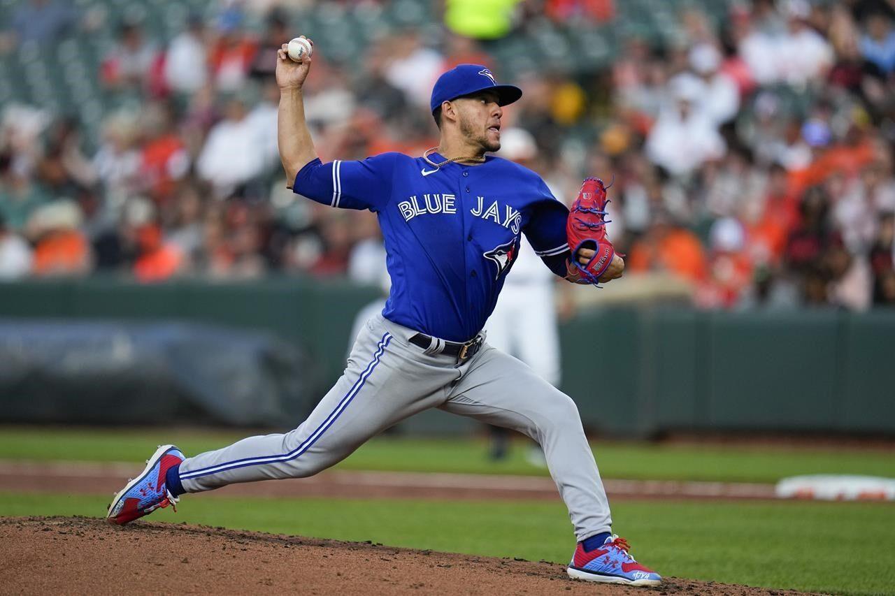 Biggio hit by pitch to force in tiebreaking run in 8th, Blue Jays beat  Phillies 2-1