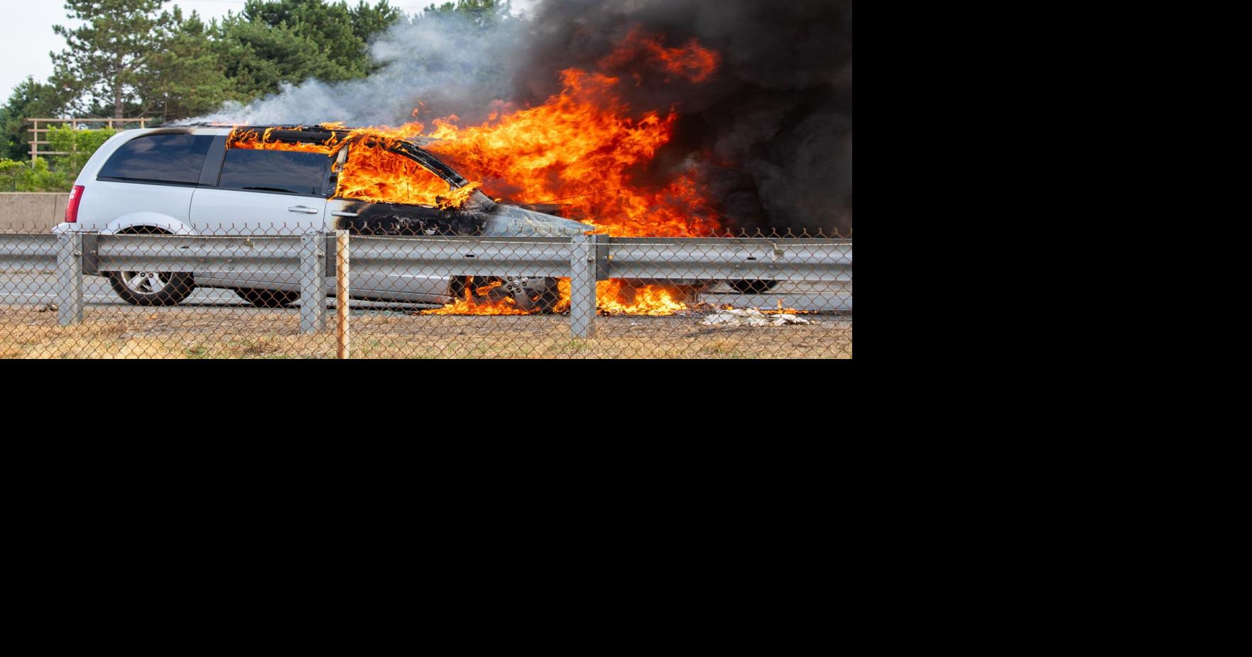 No injuries after van catches fire on QEW in Lincoln