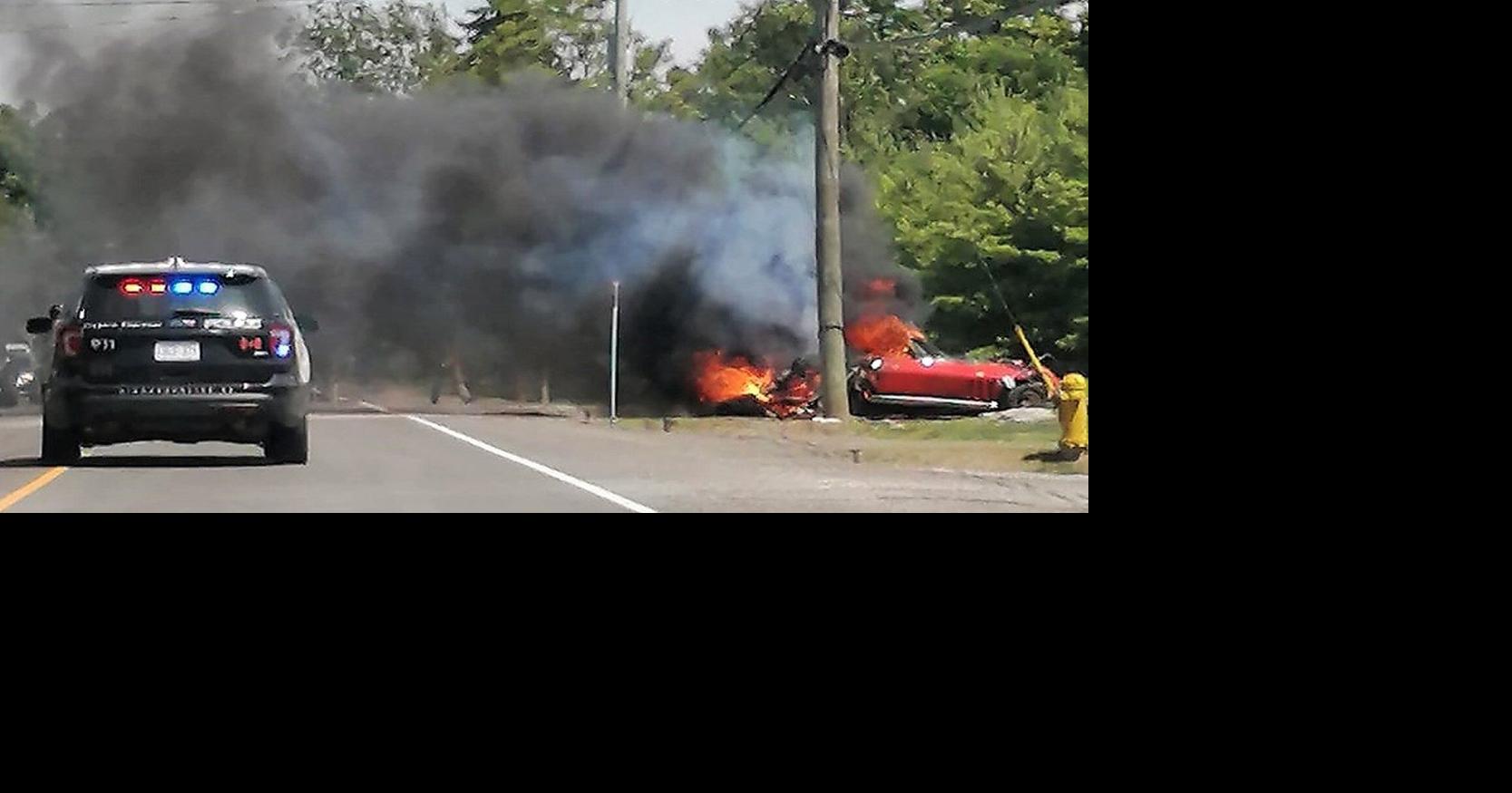 Police charge man after fiery crash of stolen Corvette in Fort Erie