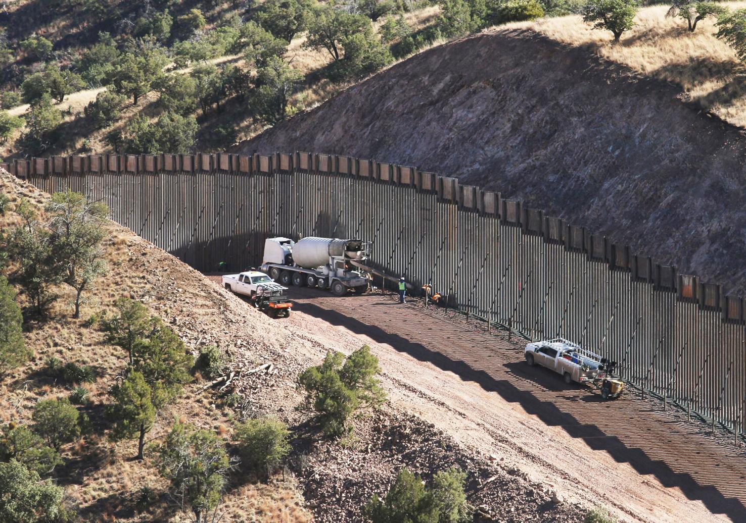 Border wall construction in early phases near Patagonia Mountains ...