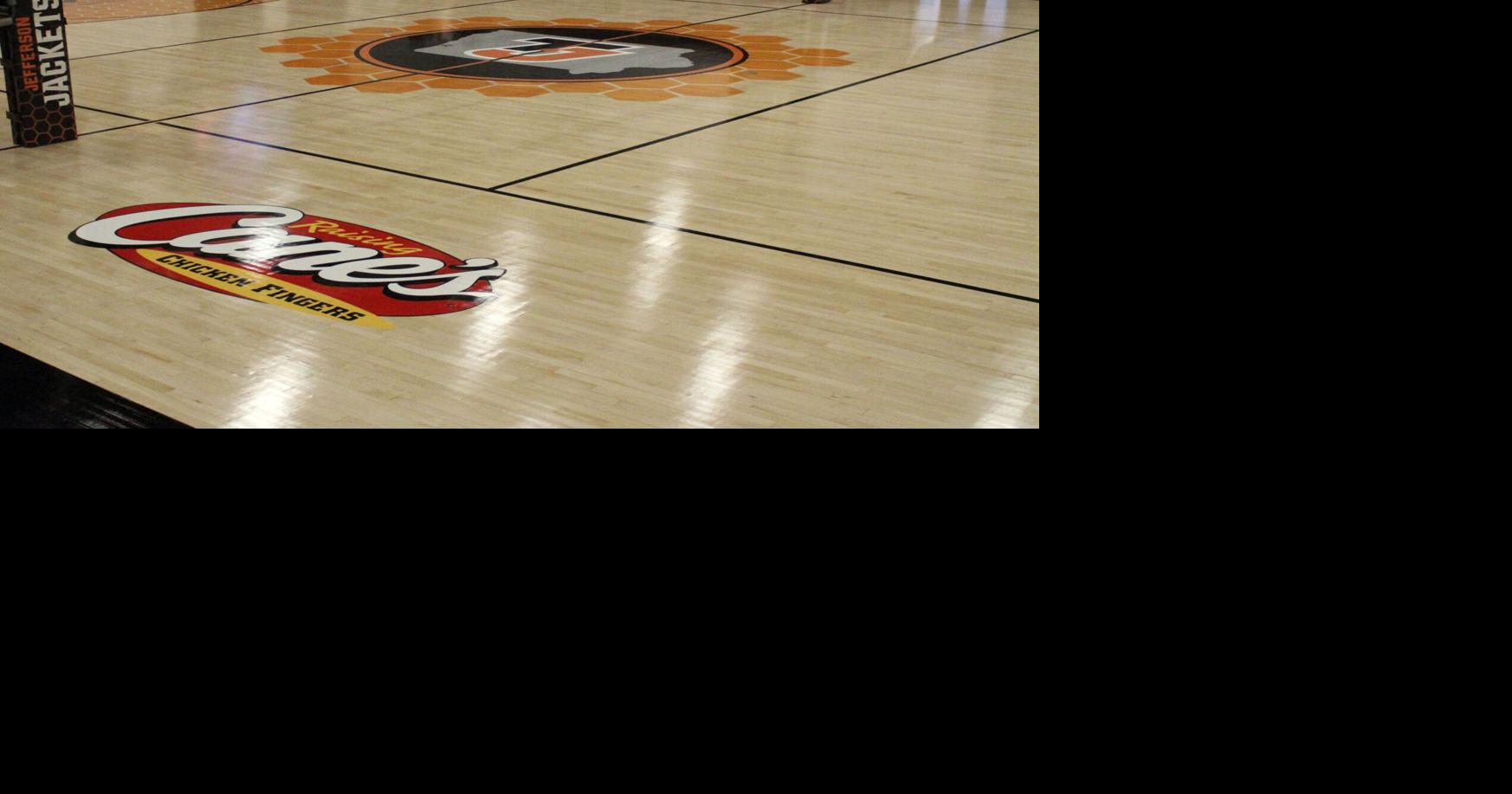 Five shots of the new Raising Cane's Court at Thomas Jefferson High School