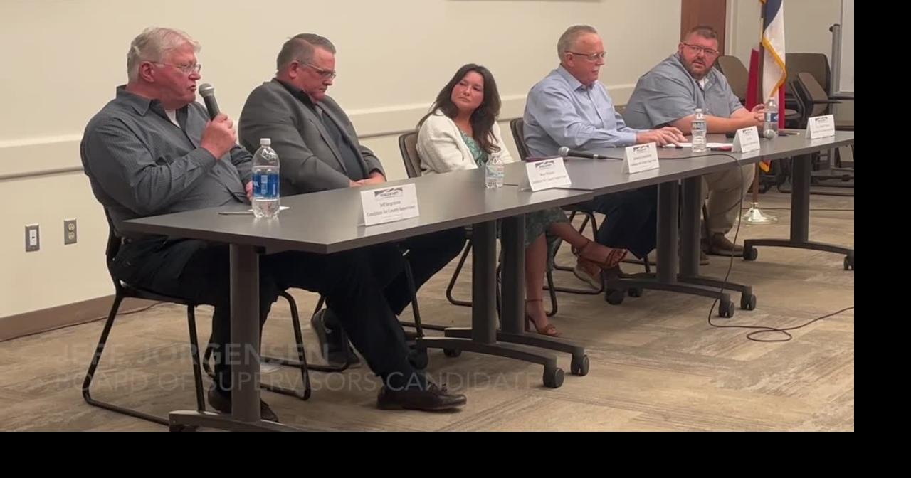 Pottawattamie County Board of Supervisors candidate Jeff Jorgensen answers question at public forum