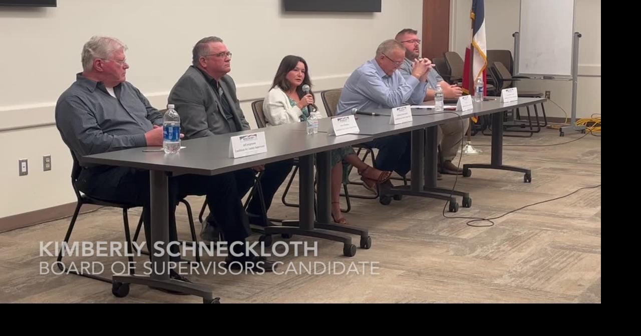 Pottawattamie County Board of Supervisors candidate Kimberly Schneckloth answers question at public forum