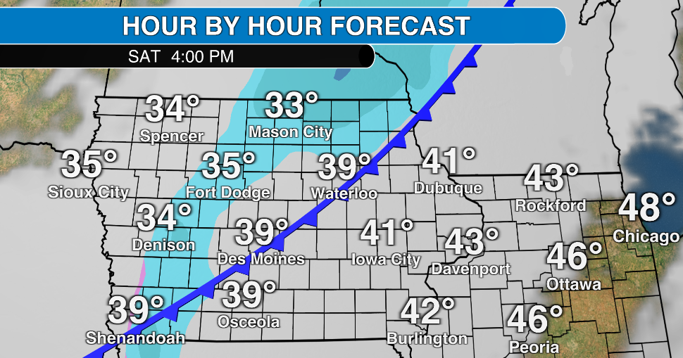 Rain, snow, and plunging temperatures in Iowa this weekend