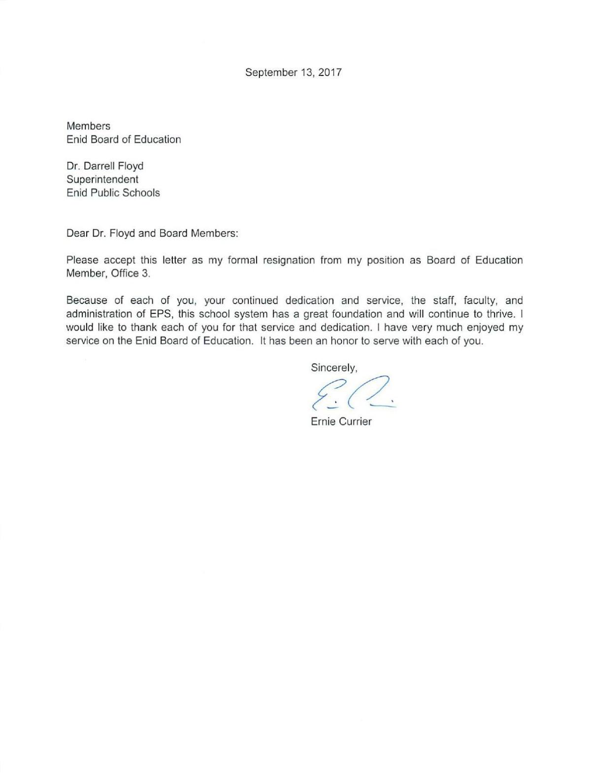 Currier resignation letter | News | normantranscript.com