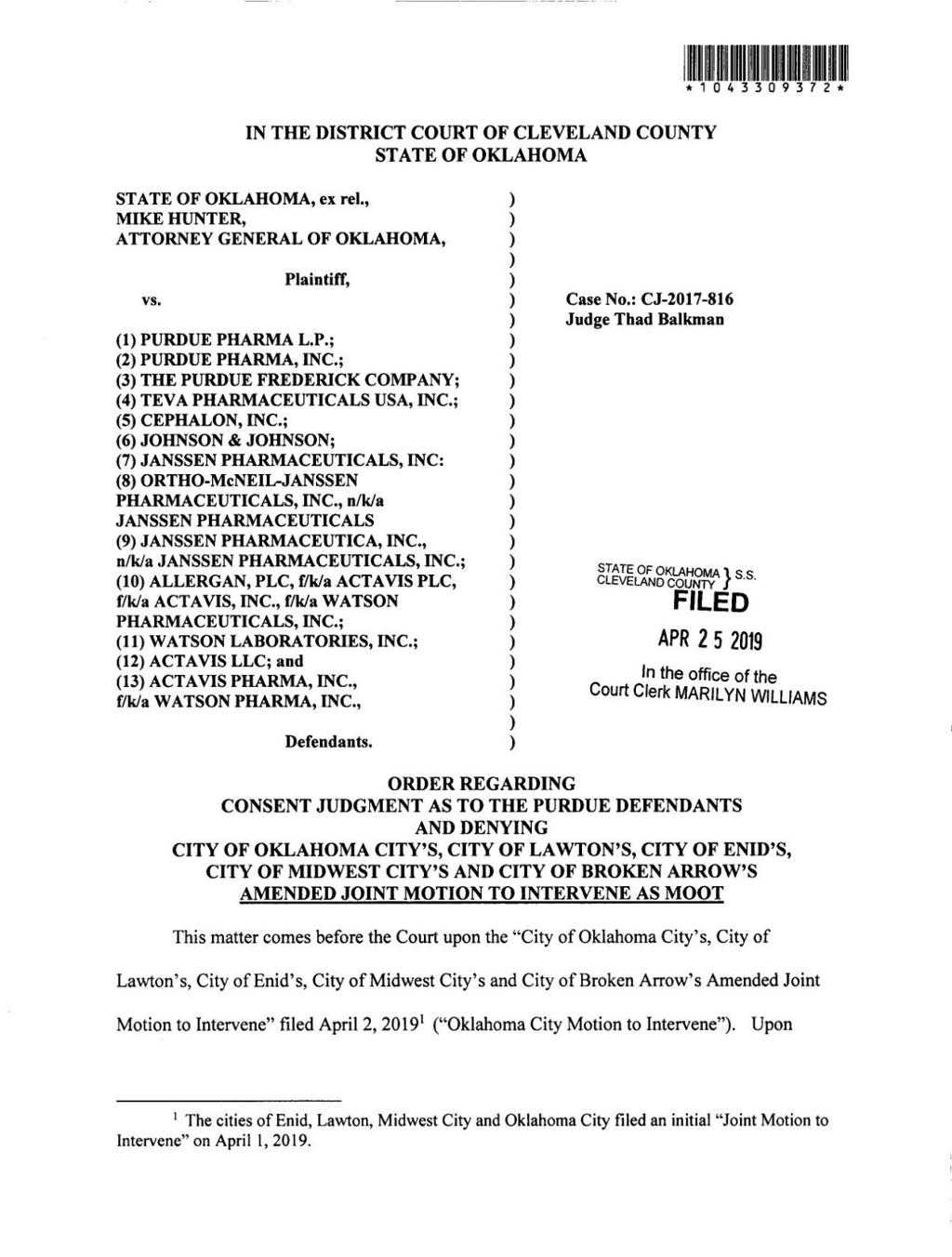 Pre Trial Hearings In Opioid Case Continue As Judge Rules That Cities Counties Not Bound By Settlement News Normantranscript Com