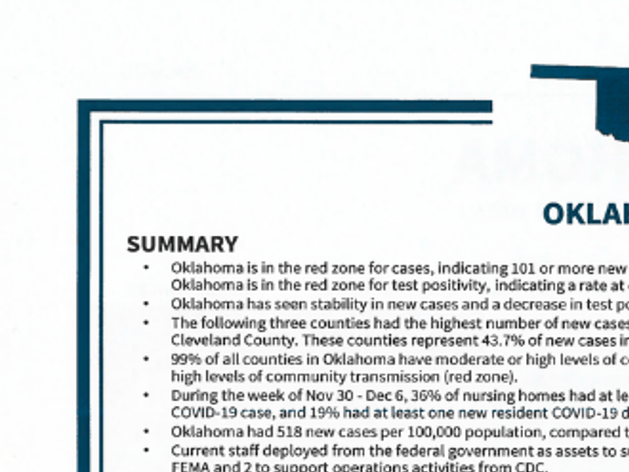 Latest White House Coronavirus Task Force Report obtained | News |  normantranscript.com
