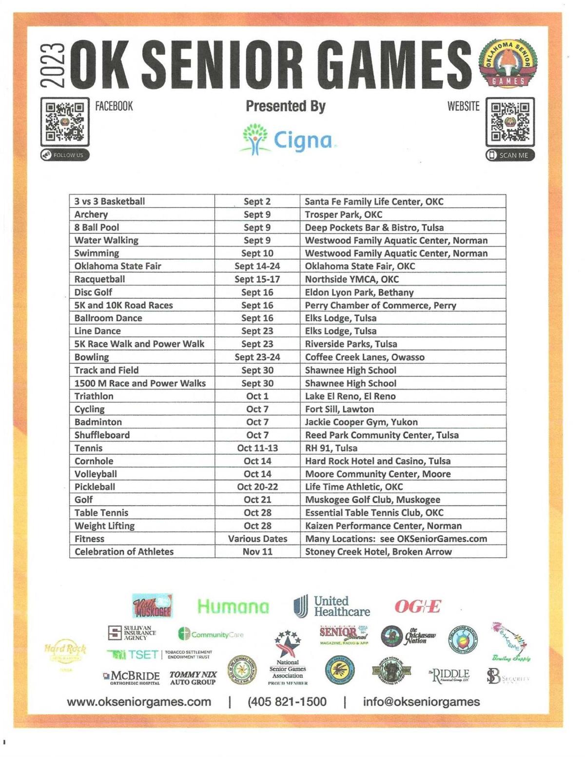 Oklahoma Senior Games event schedule for 2023 released Community