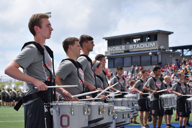 Ohio State Marching Band performs at Noble High while The Pride