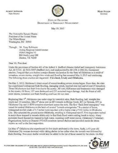 Fallin requests federal disaster assistance following ...