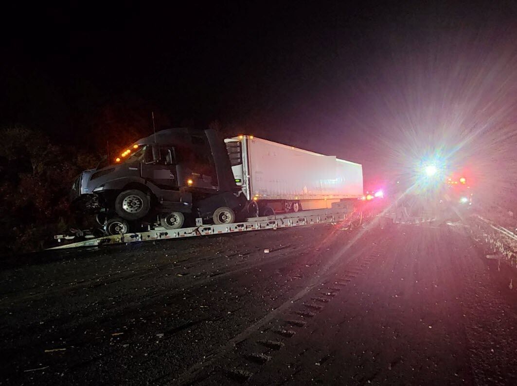 Highway 11 fully reopens following collision of 2 tractor trailers