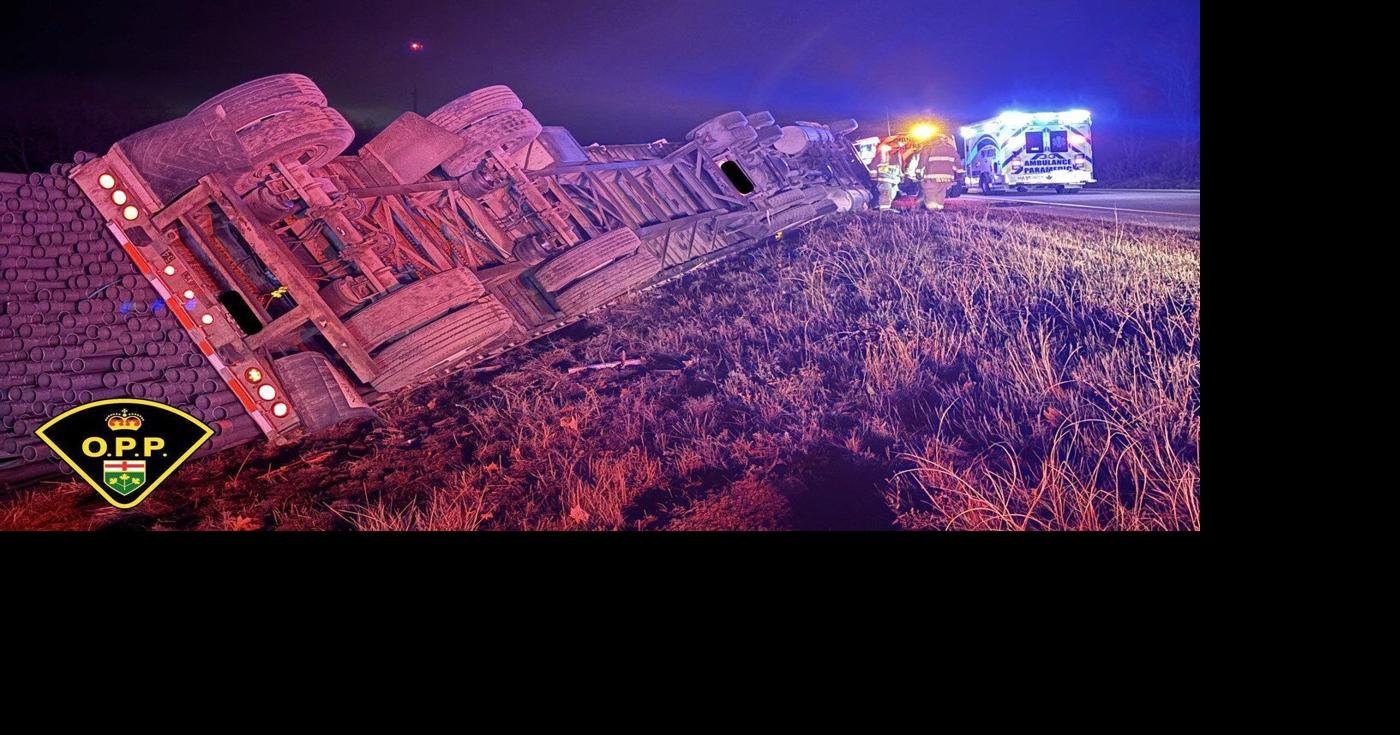 Tractor trailer rollover on Hwy. 401 in Brighton area
