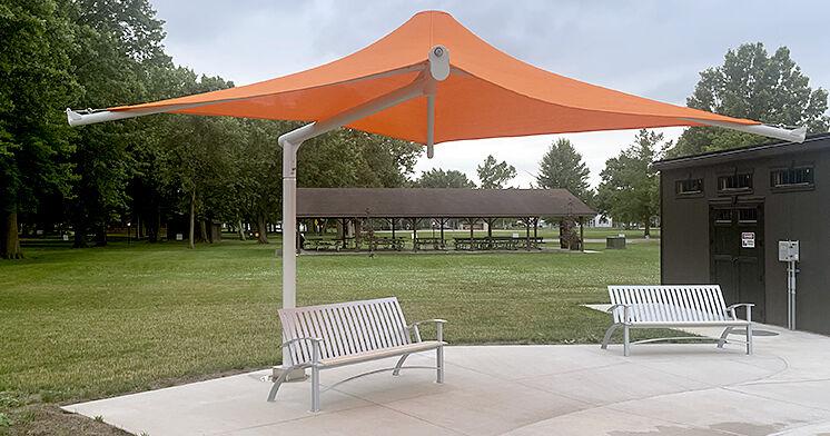 Shaded seating added to Ruihley Park splash pad