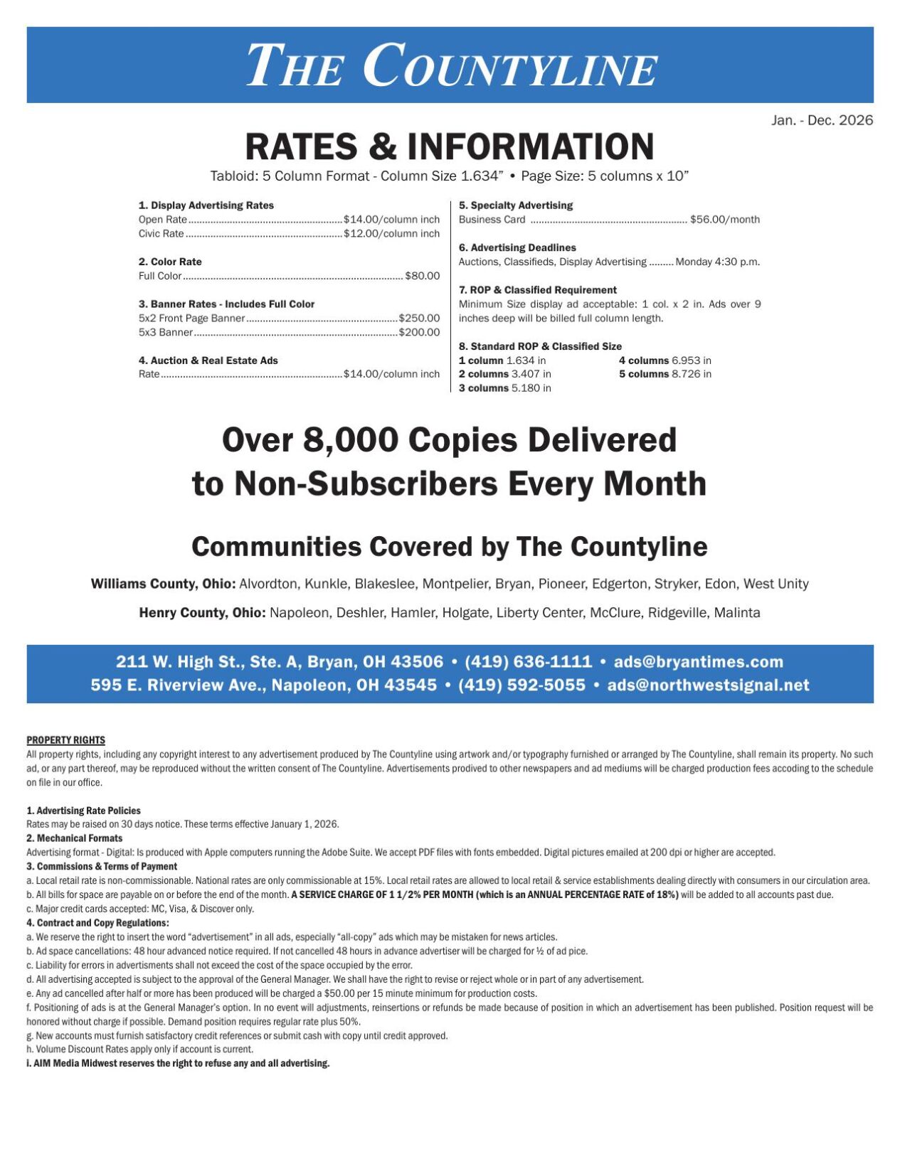 Rate Book 2026 Countyline | Ad Rates | northwestsignal.net