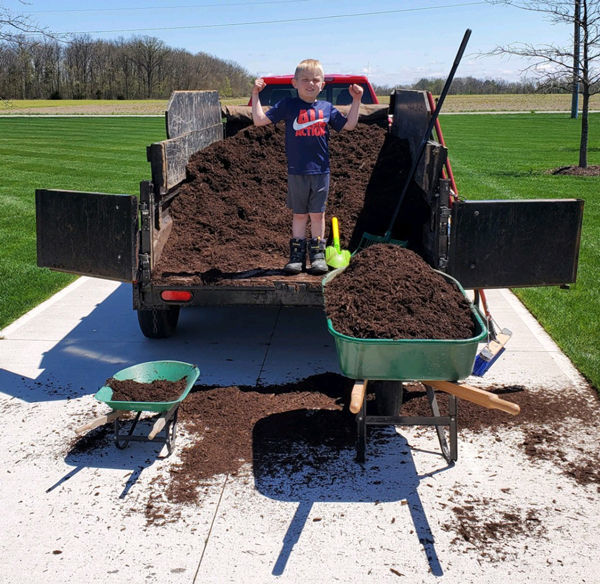 Helping in the yard