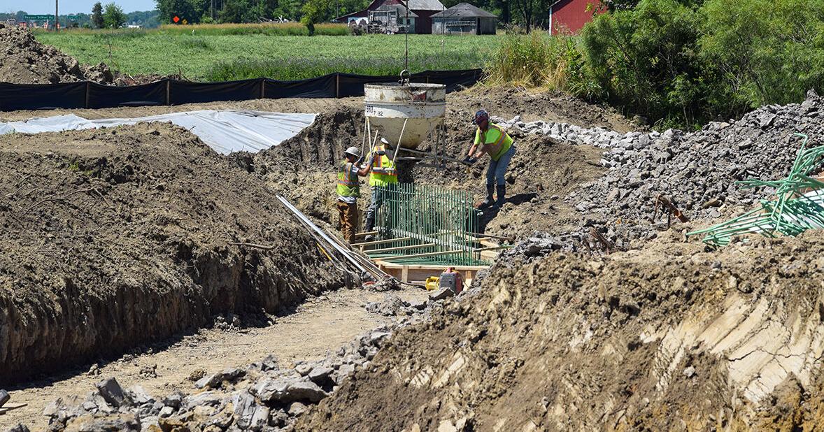 First concrete poured on Road 17D interchange at U.S. Route 24