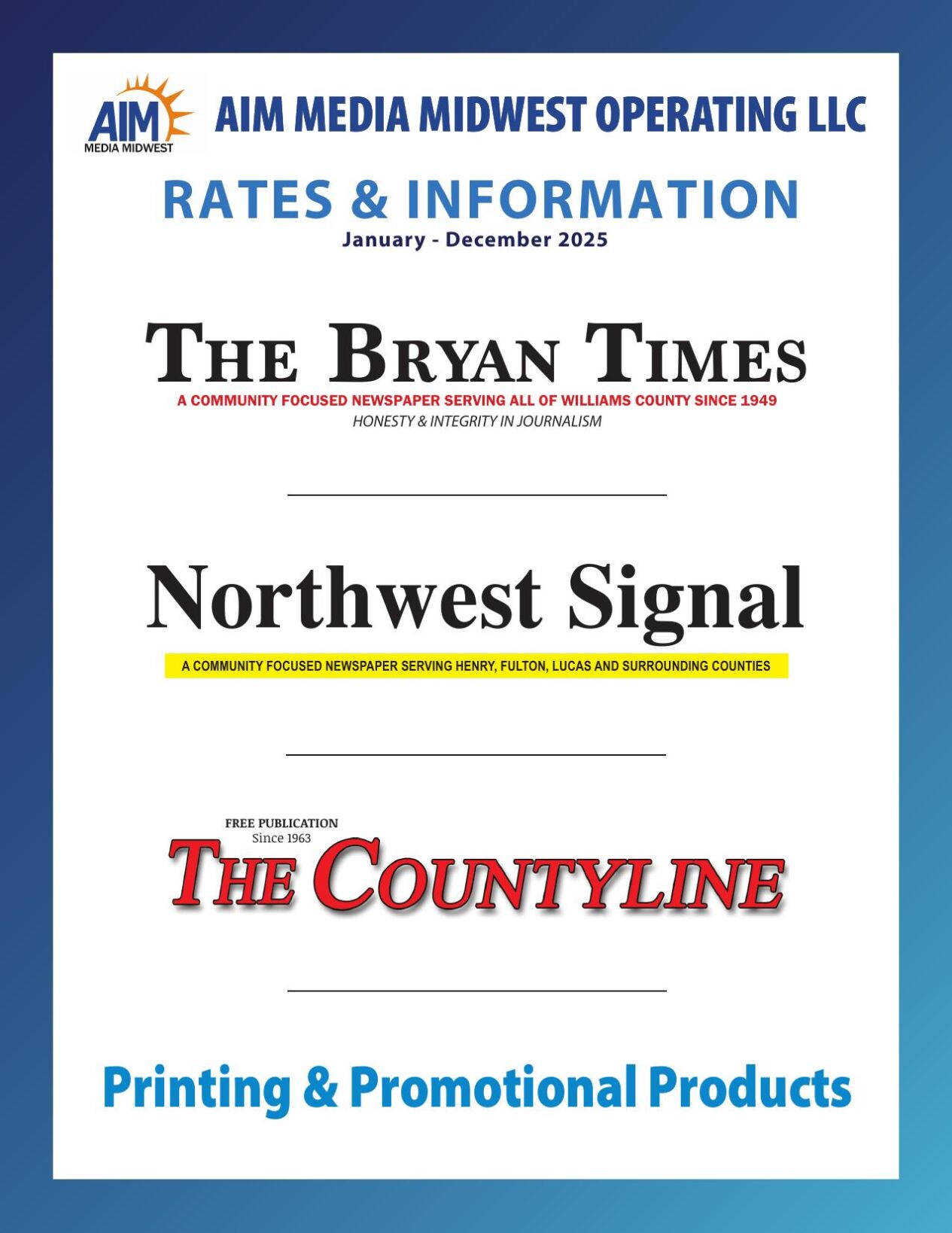 Rate Book 2025 Cover | Ad Rates | northwestsignal.net