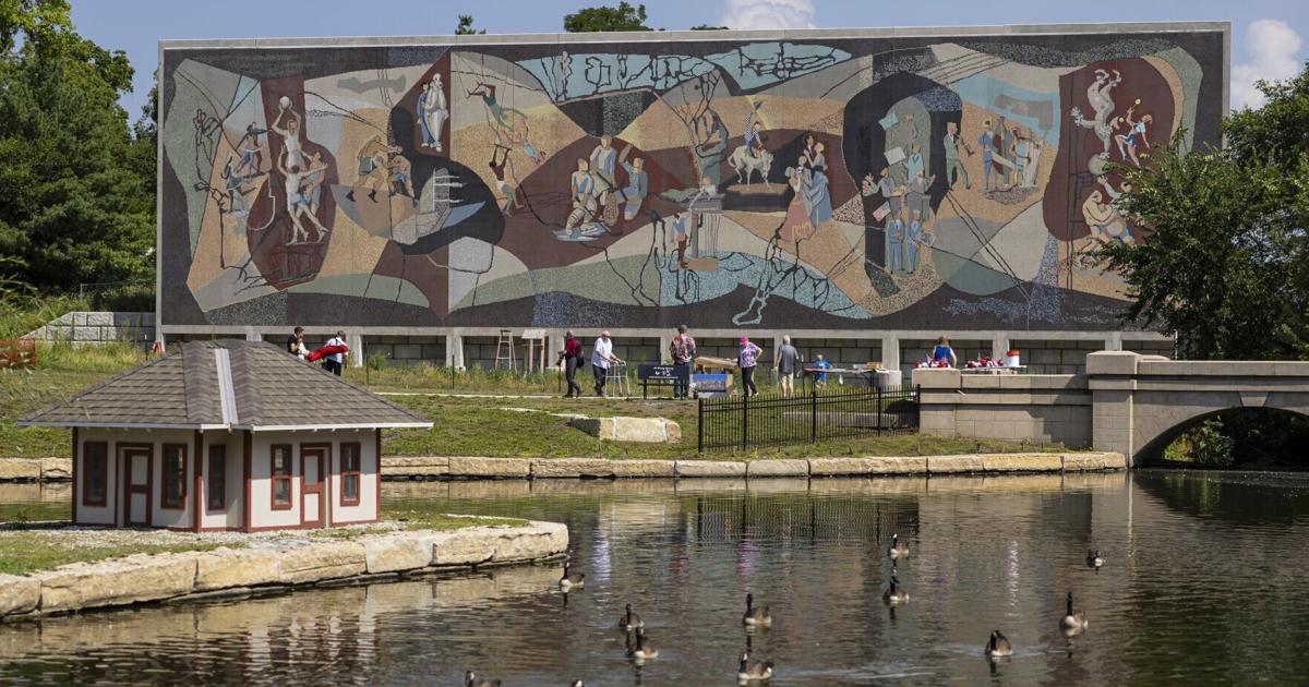 Pershing Mural installation wraps up at Wyuka as final tiles placed
