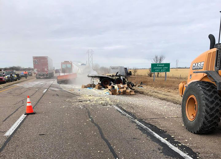 One killed in crash that led to secondary collision of two semis on I ...