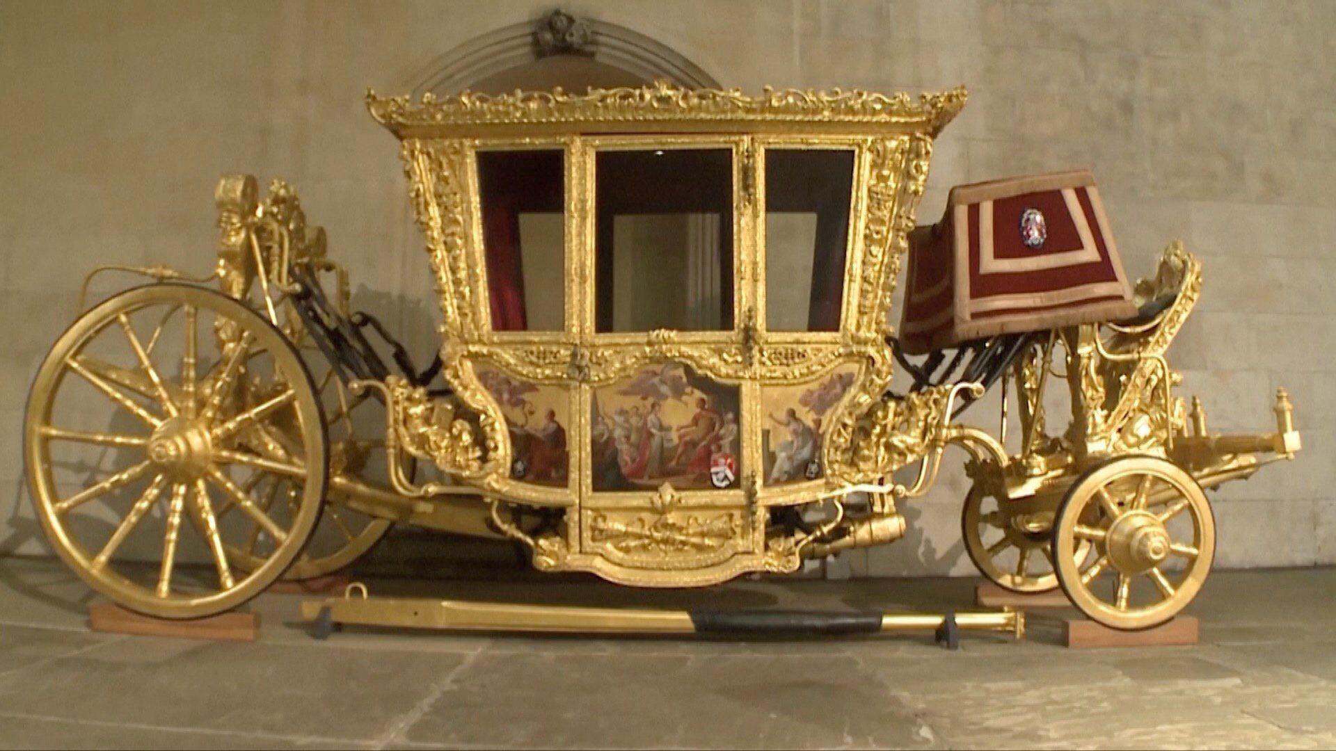 A historic golden chariot awaits King Charles' coronation