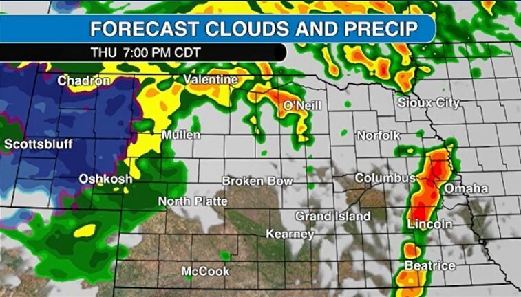 Severe storms colder temperatures weather forecast Nebraska