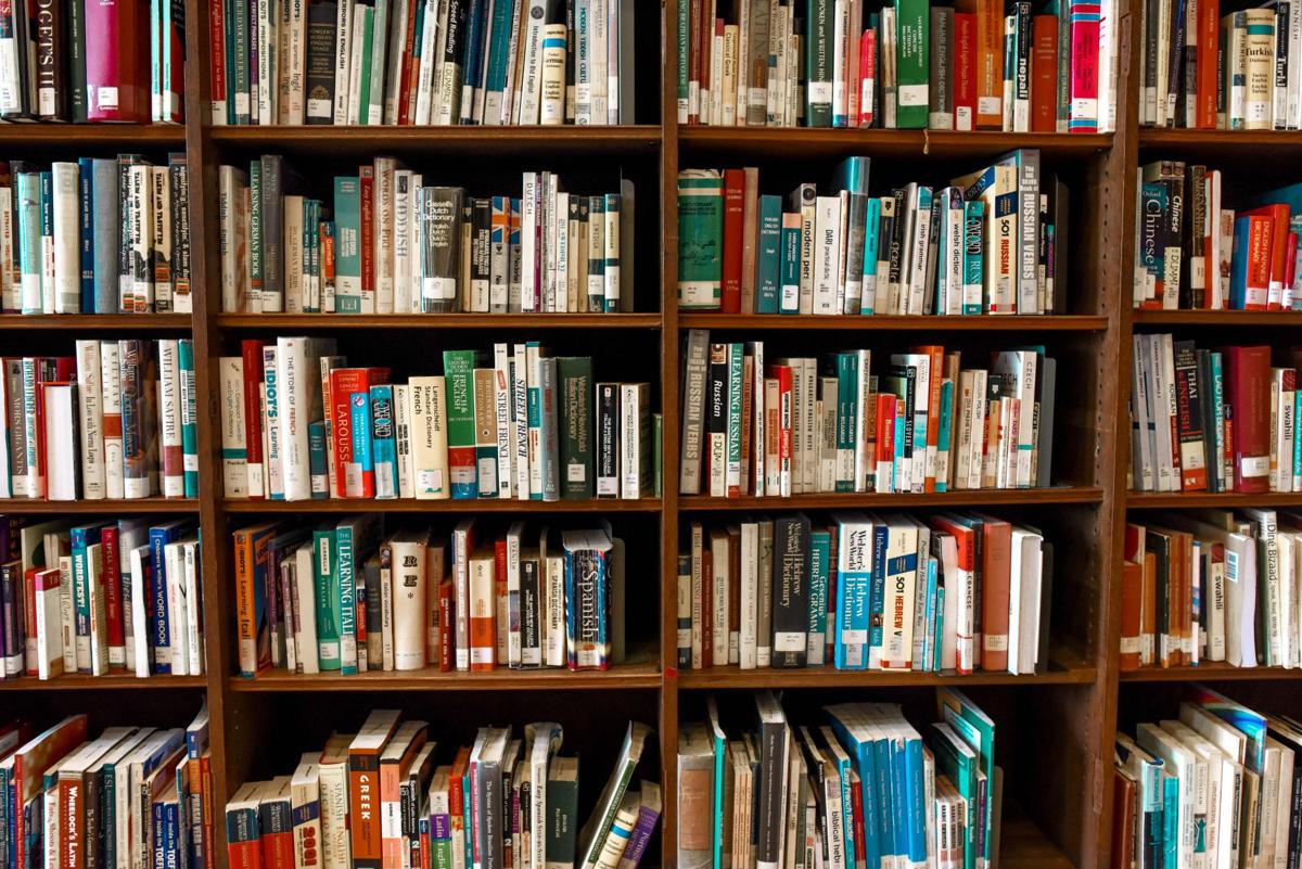 Bookshelf stock photo