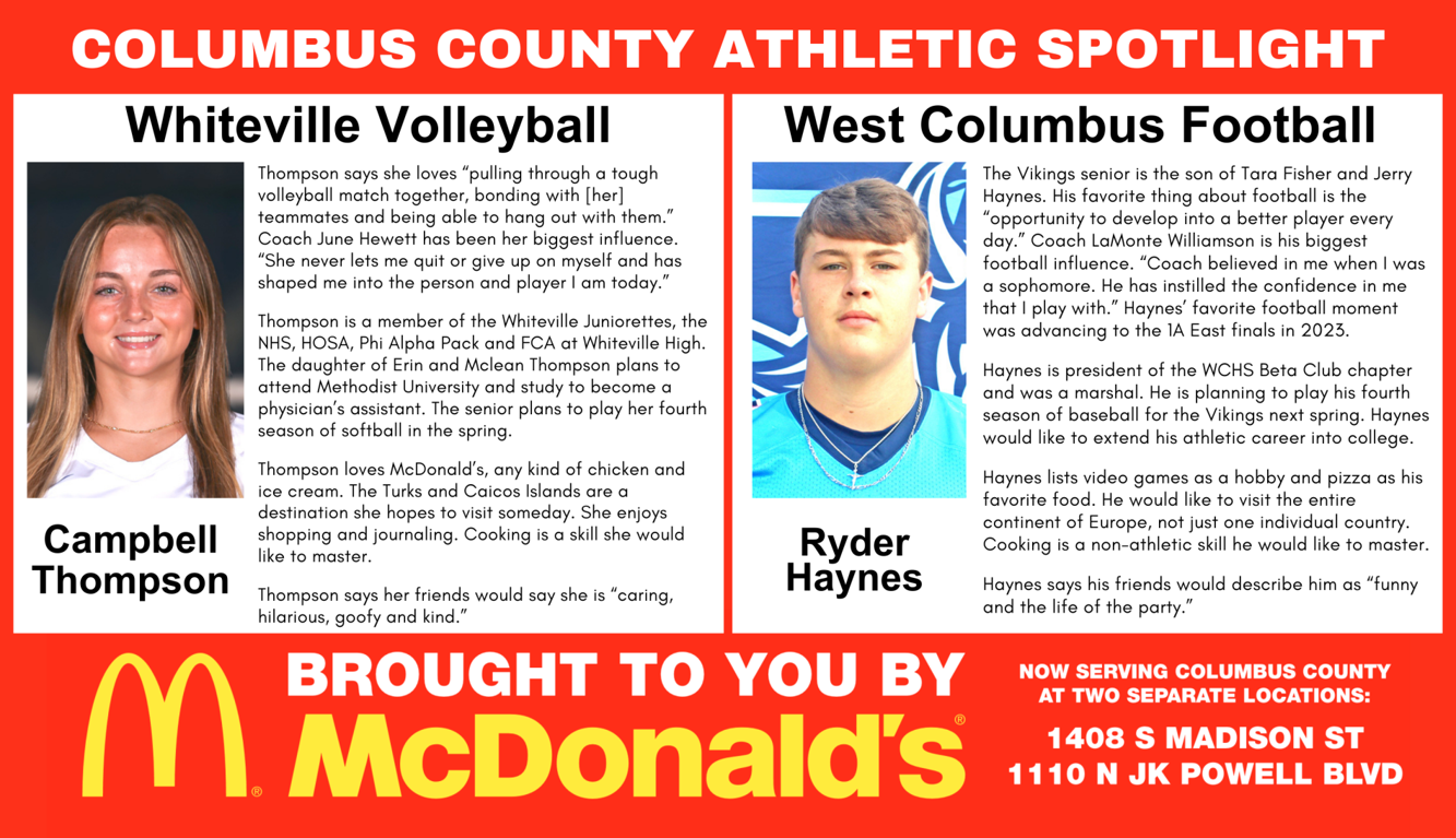 McDonald's Athletic Spotlight Oct. 24, 2024 Education