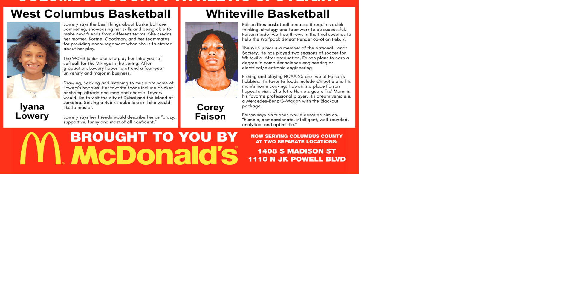 McDonald's Athletic Spotlight Feb. 27, 2025 | Education | nrcolumbus.com