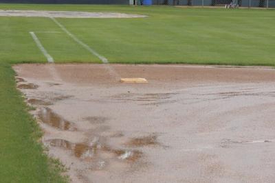 Wet baseball field