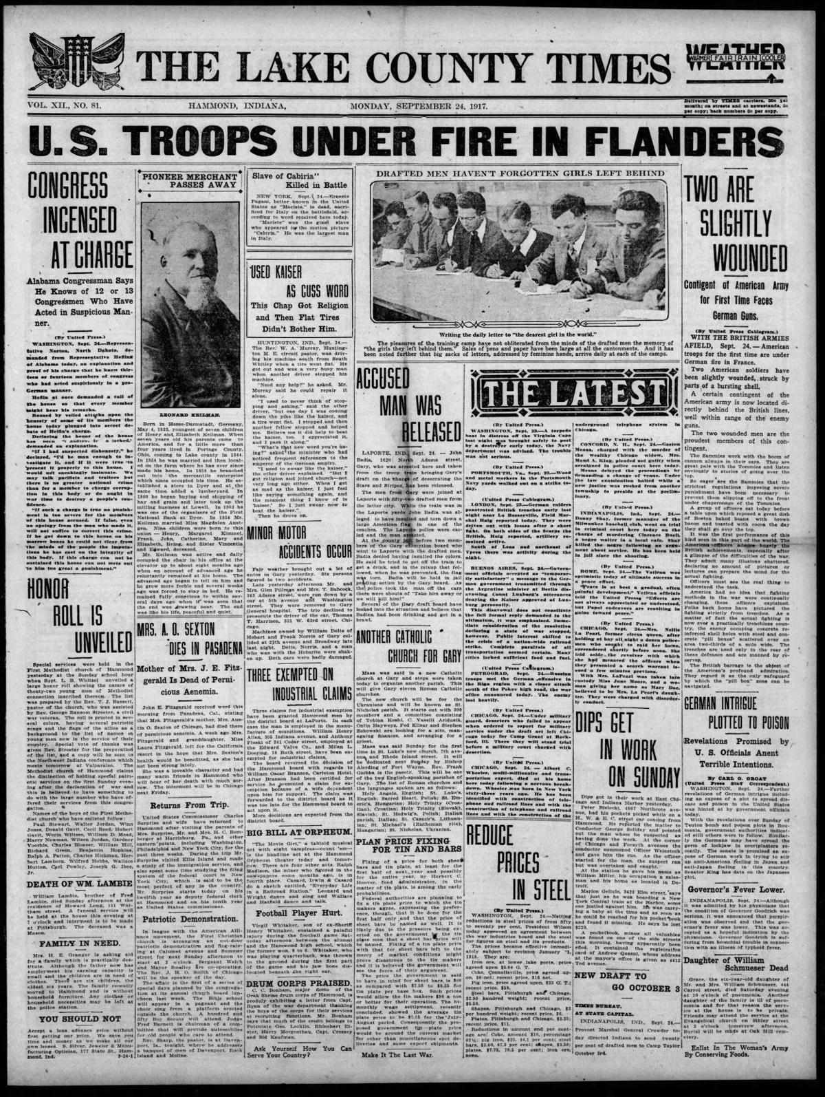 Sept. 24, 1917: U.S. Troops Under Fire in Flanders