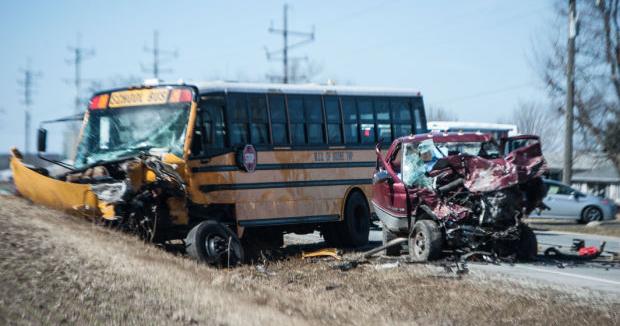 Two dead in crash involving school bus near Kouts