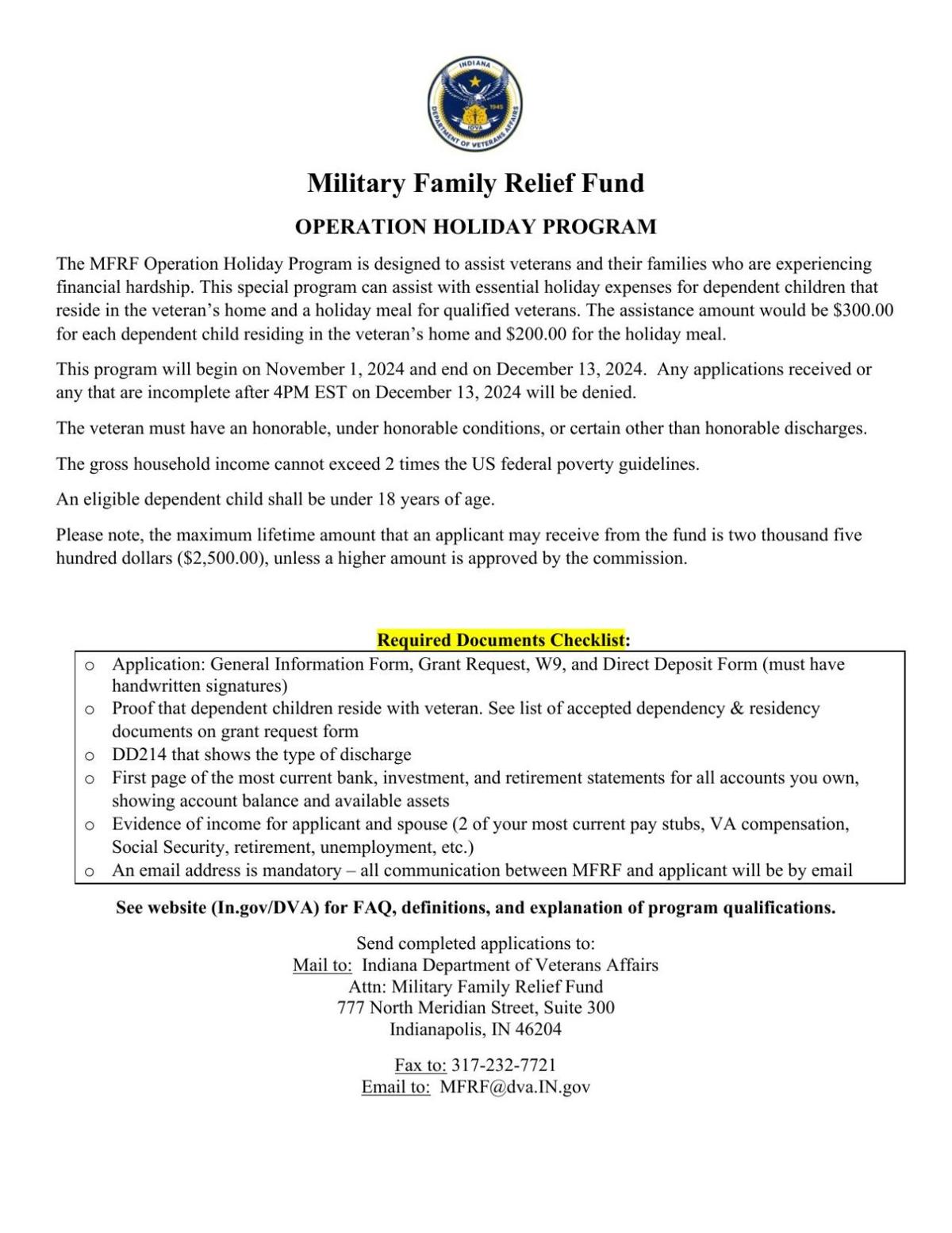 Operation Holiday' application form