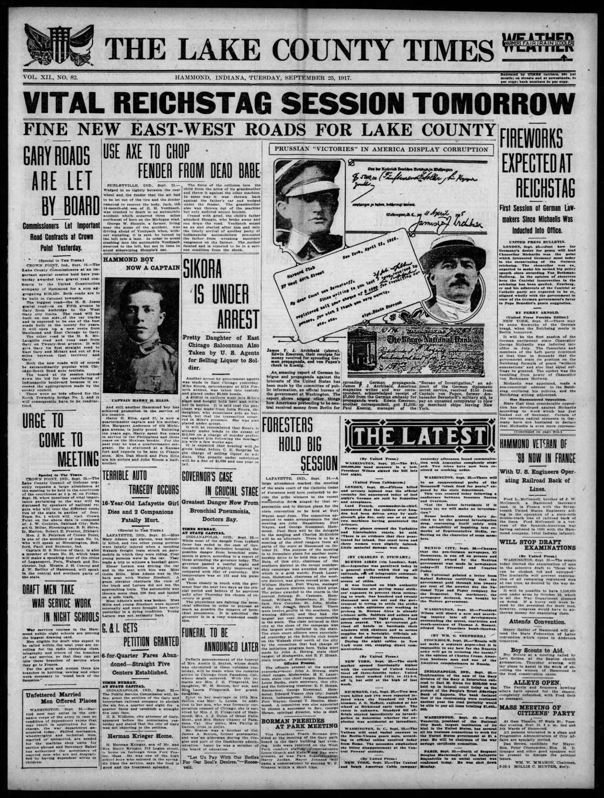 Sept. 25, 1917: Fine New East-West Roads for Lake County
