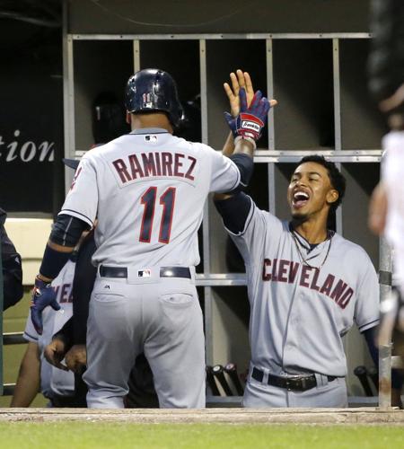 Cleveland Indians Jose Ramirez and Francisco Lindor, during