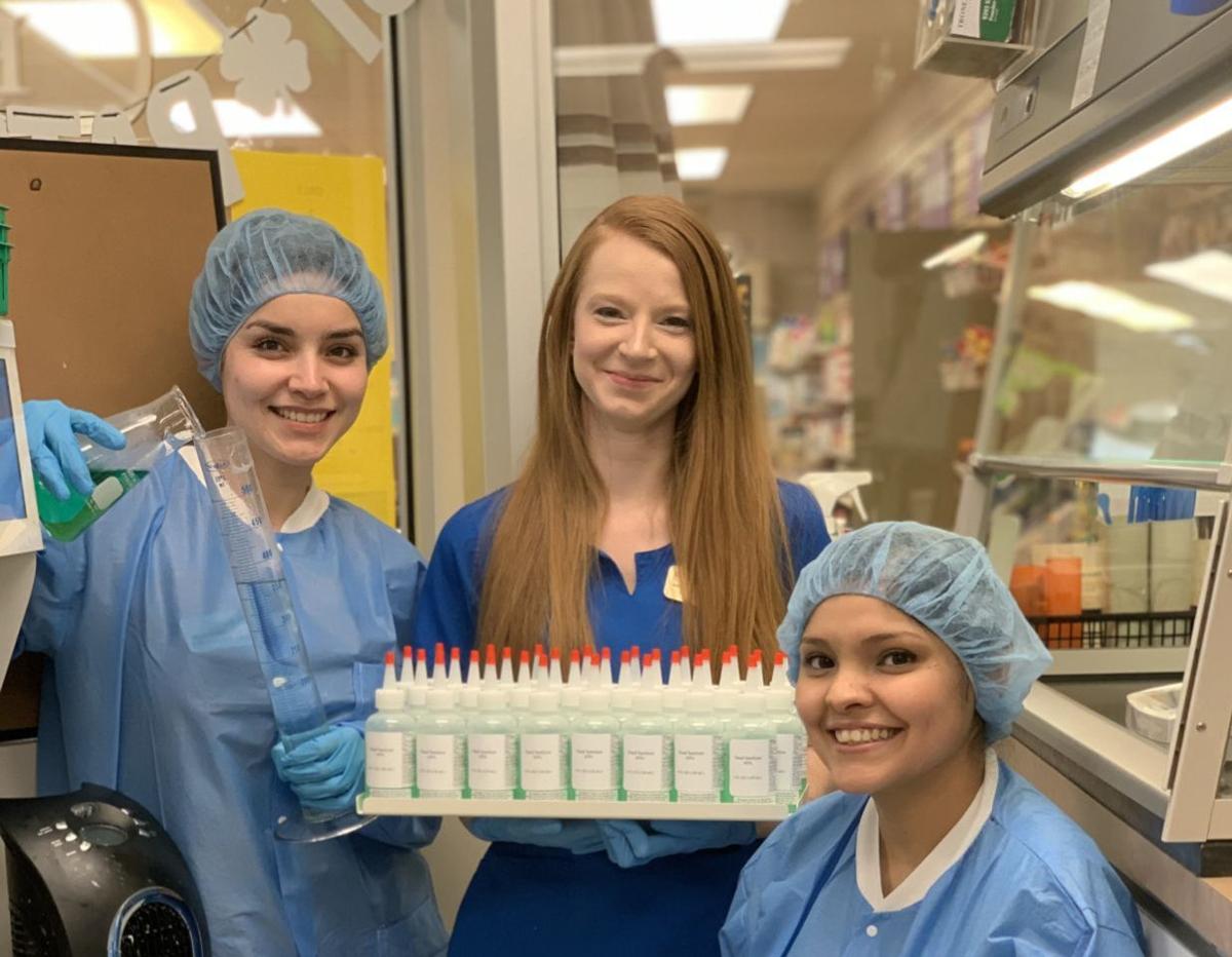 Vyto's Pharmacy makes and gives away hand sanitizer