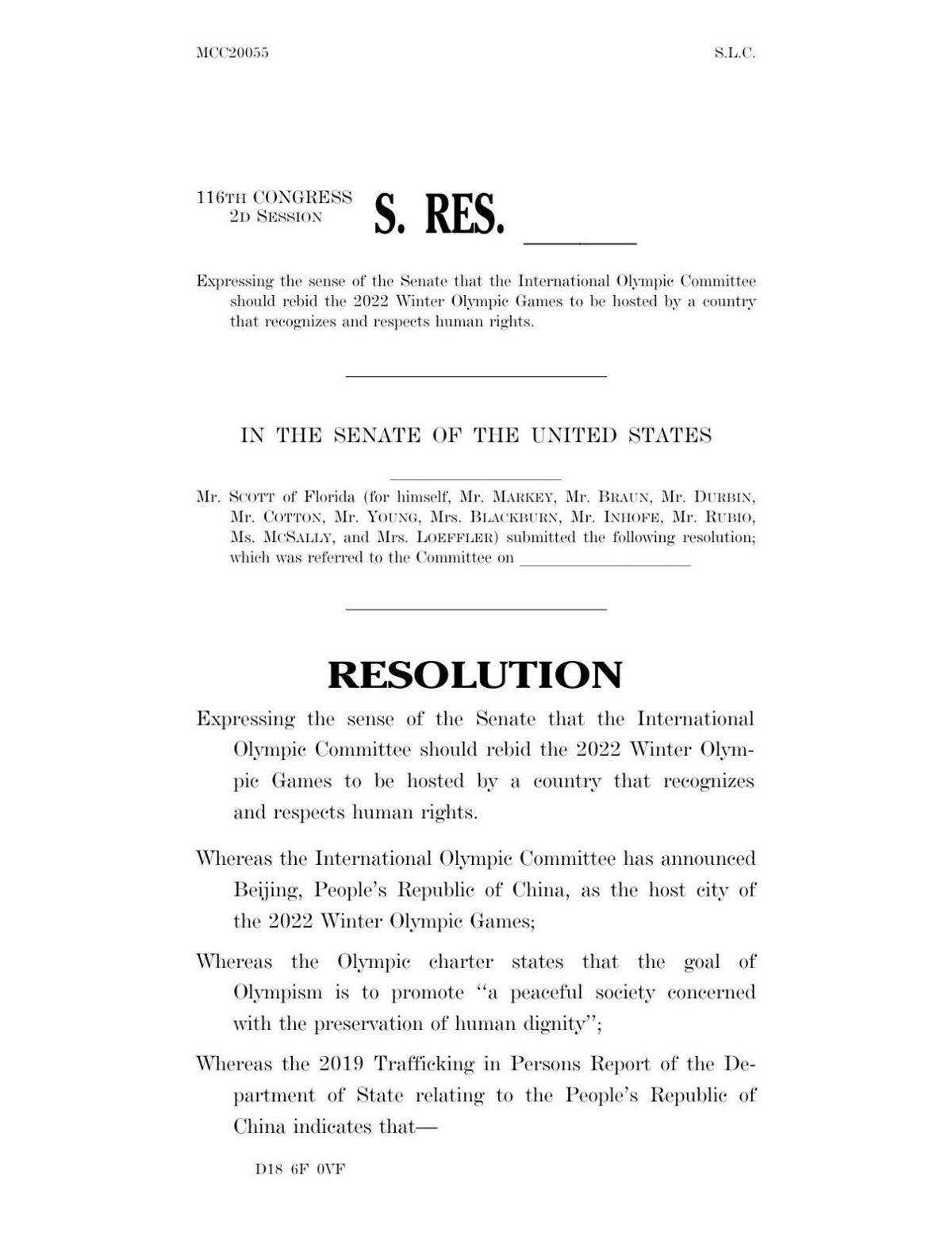 Proposed Senate Resolution On 2022 Winter Olympics Nwitimes Com