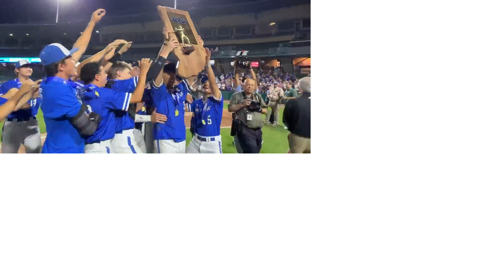 WATCH: Lake Central baseball players receive their trophy after winning the state title