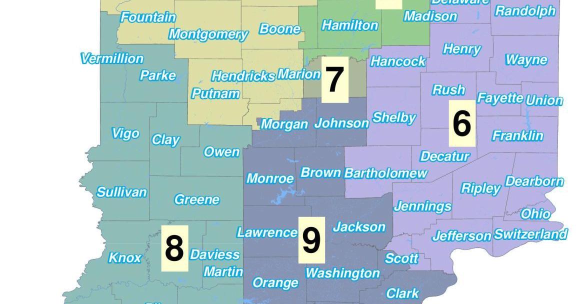 Map of Indiana Congressional districts