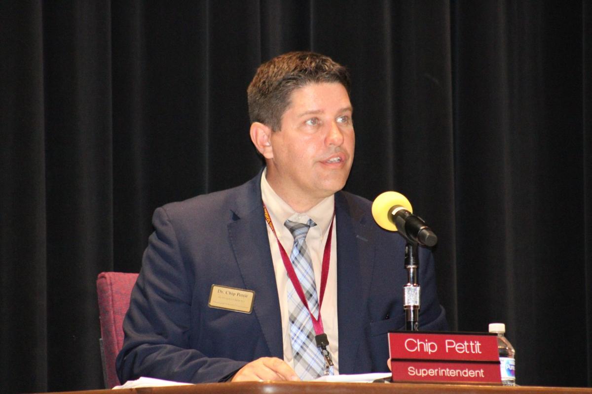 Chip Pettit at school board meeting
