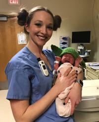 Babies don Baby Yoda caps at Franciscan Health hospitals