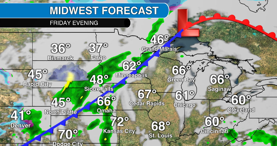 Chance of severe storms in the Midwest Friday and Saturday