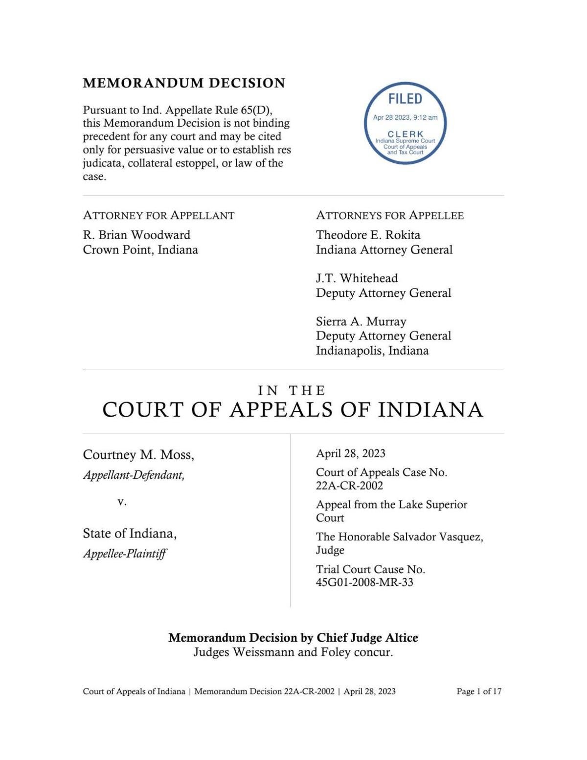 Indiana appeals court affirms murder conviction in Gary gas station