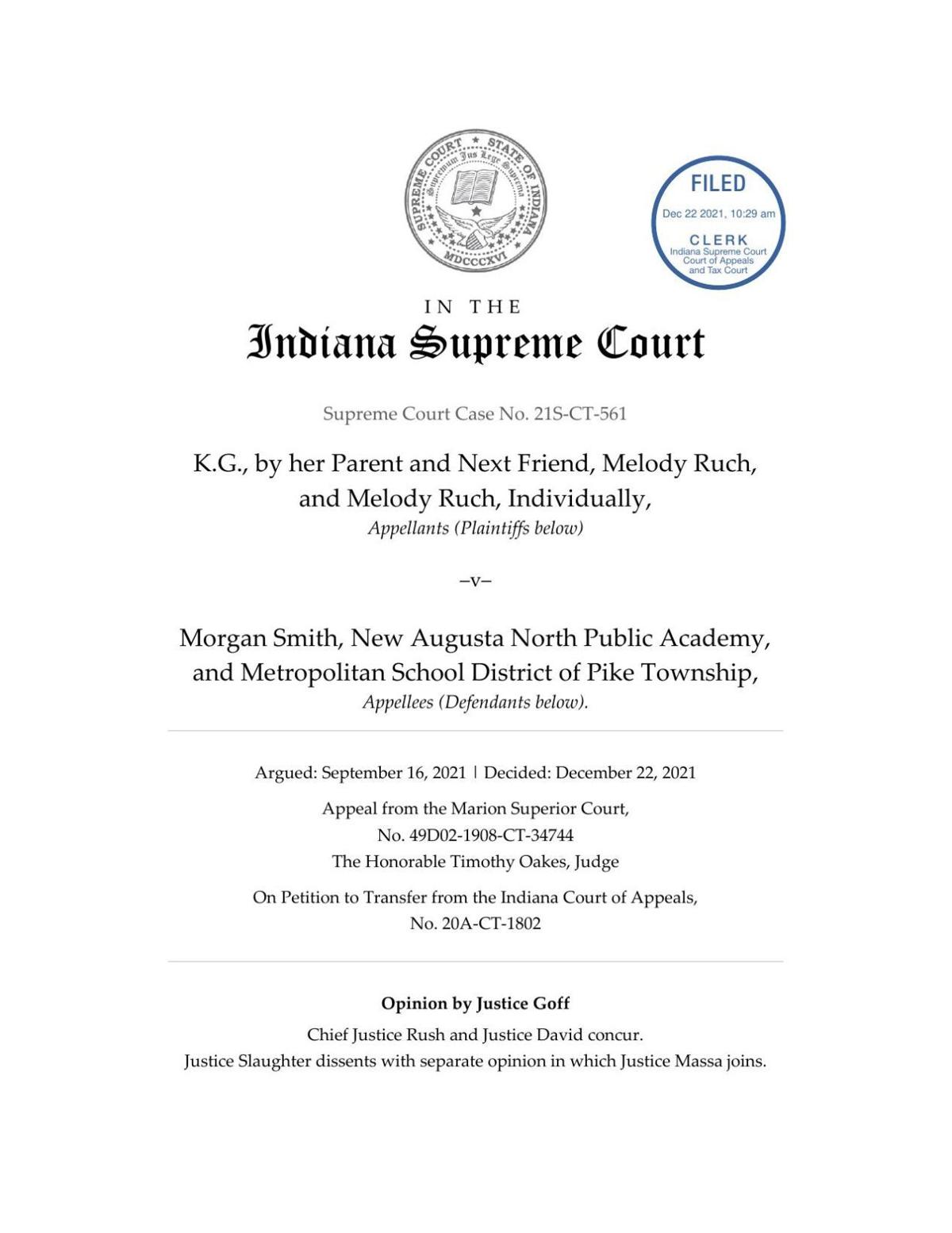 K.G. v. Smith ruling of Indiana Supreme Court