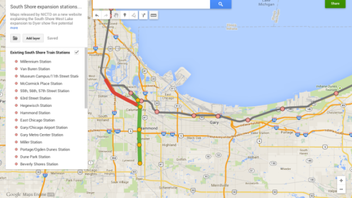 Map South Shore Expansion Stations Options Digital Exclusives Graphics Nwitimes Com South Shore Train Map