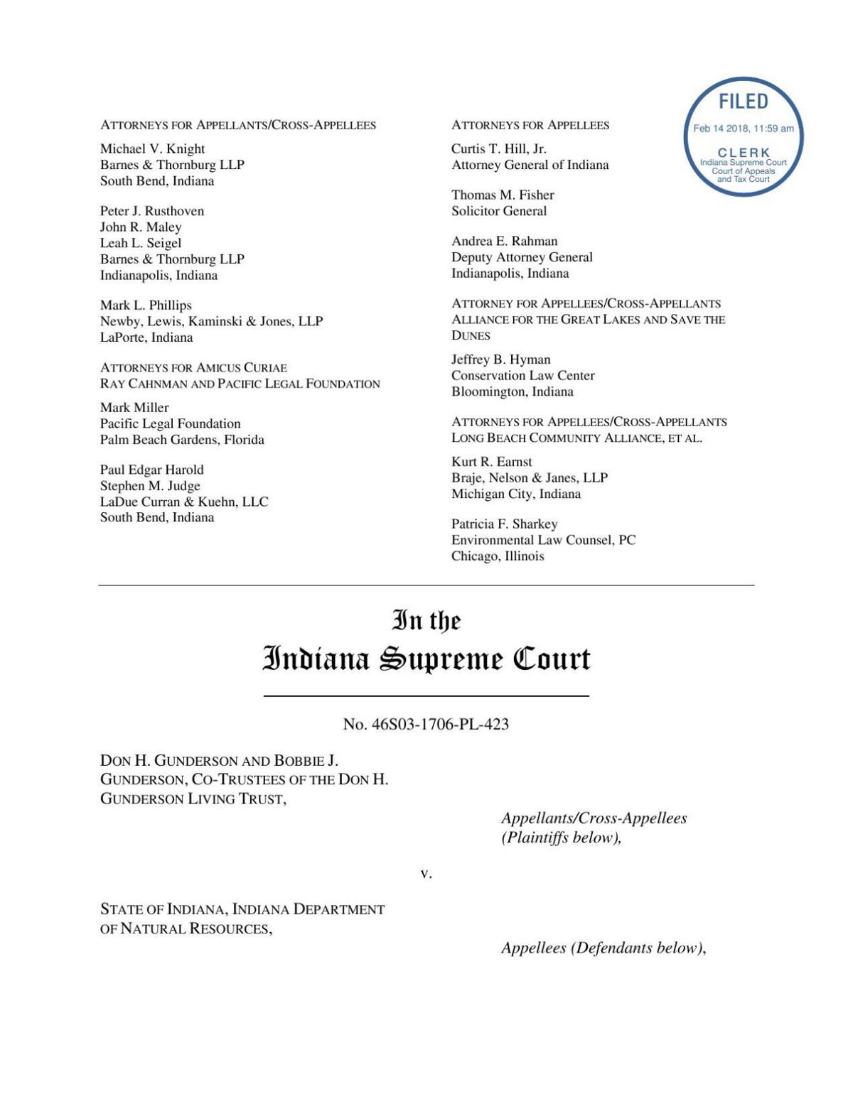 Gunderson v. State ruling of Indiana Supreme Court