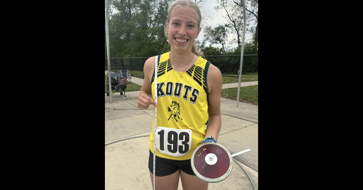 GIRLS TRACK AND FIELD Kouts' Ellie Nemeth wasn't the best runner, but the junior made state as a thrower