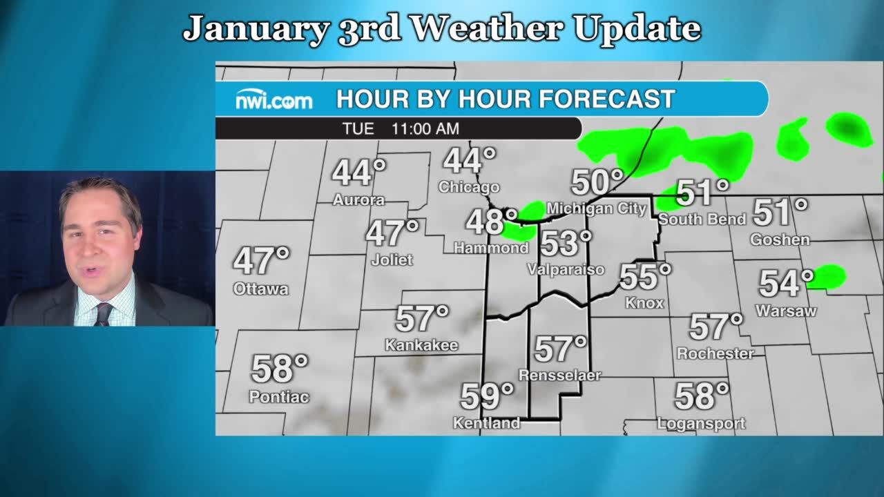 Tuesday, January 3 weather update for Northwest Indiana