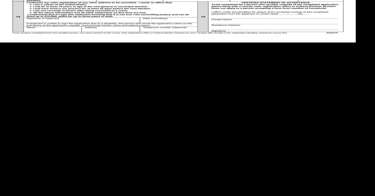 Indiana voter registration form