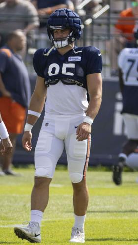 Tight end Cole Kmet practices Tuesday during Bears training camp Tuesday at Halas Hall in Lake Forest.
