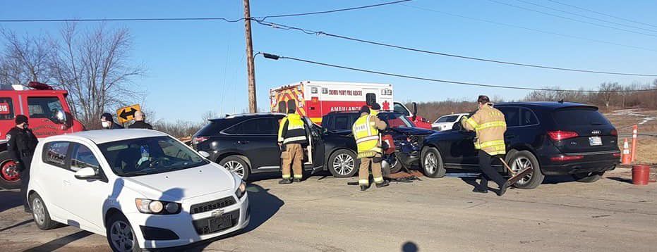 One Taken To Hospital In 3-vehicle Crash In Crown Point, Police Say